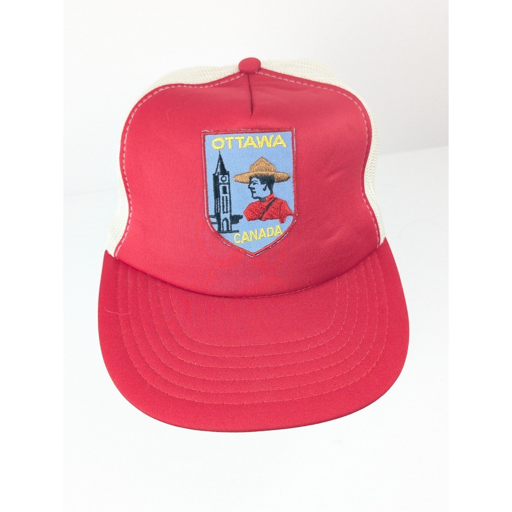 Ottawa Canada Snapback Hat Red White Trucker Cap Mesh Adjustable Retro